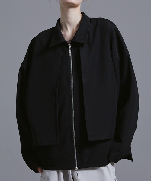 Loose/ルース（ルース）の「ドレープ ダブルジップレイヤードヨークブルゾン【セットアップ対応】（ブルゾン・メンズ・グレー系その他/ブラック/ダークブルー・L/M/S/XS）」の4枚目の写真
