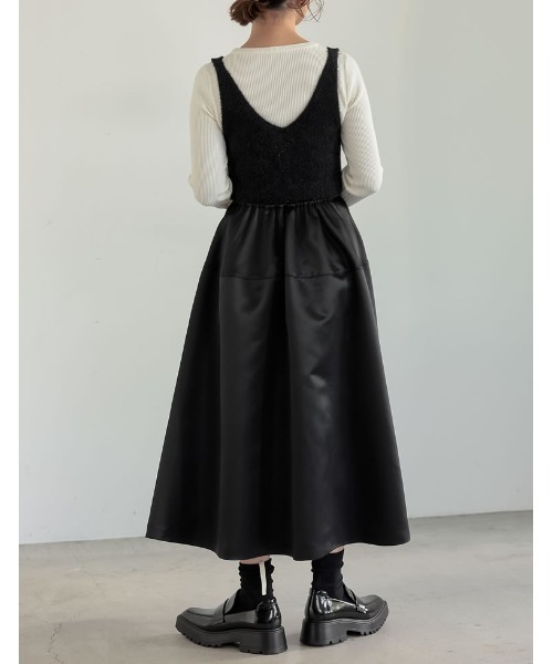 新品未使用　NOBLE ♡フェザーニットビスチェ♡ moment+ キャミソール ラメフェザーフロントWジップニット