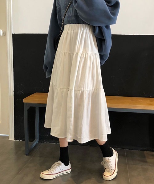 urge:(アージコロン )の「【URGE:】フレア ミモレ丈 ロングスカート(スカート・レディース・ホワイト/ブラック・SMALL/MEDIUM/LARGE/X-LARGE)」の5枚目の写真