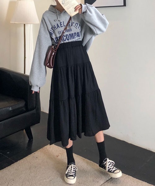 urge:(アージコロン )の「【URGE:】フレア ミモレ丈 ロングスカート(スカート・レディース・ホワイト/ブラック・SMALL/MEDIUM/LARGE/X-LARGE)」の7枚目の写真