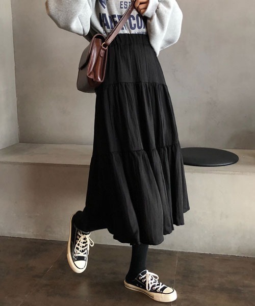 urge:(アージコロン )の「【URGE:】フレア ミモレ丈 ロングスカート(スカート・レディース・ホワイト/ブラック・SMALL/MEDIUM/LARGE/X-LARGE)」の9枚目の写真