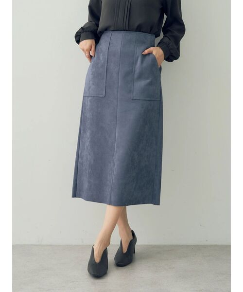YECCA VECCA（イェッカヴェッカ）の「ハイウエストフェイクスエードスカート（スカート・レディース・ブルー/ライトベージュ/ダークブラウン・M/S）」の6枚目の写真