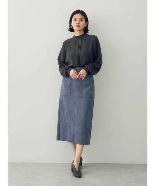 YECCA VECCA（イェッカヴェッカ）の「ハイウエストフェイクスエードスカート（スカート・レディース・ブルー/ライトベージュ/ダークブラウン・M/S）」の7枚目の写真