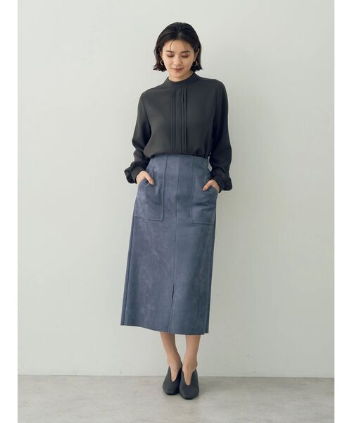 YECCA VECCA（イェッカヴェッカ）の「ハイウエストフェイクスエードスカート（スカート・レディース・ブルー/ライトベージュ/ダークブラウン・M/S）」の8枚目の写真