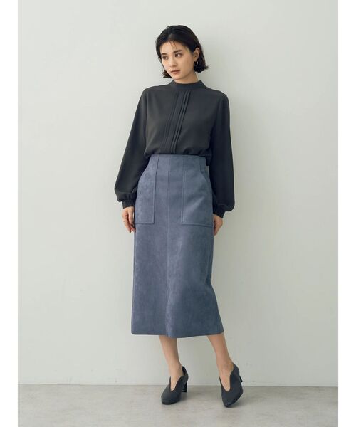 YECCA VECCA（イェッカヴェッカ）の「ハイウエストフェイクスエードスカート（スカート・レディース・ブルー/ライトベージュ/ダークブラウン・M/S）」の9枚目の写真