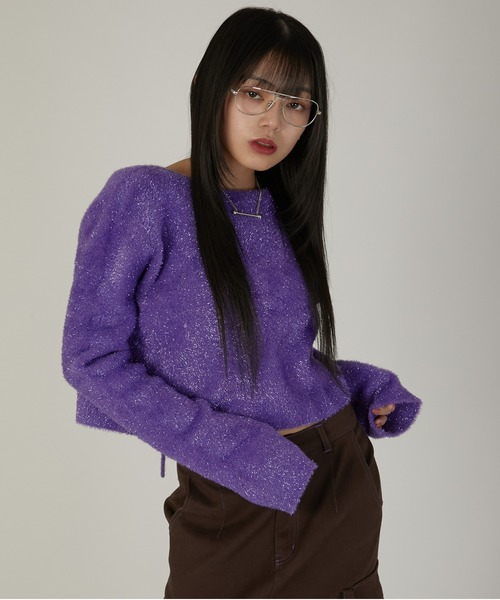 led.tokyo(レッドトウキョウ)の「【led.tokyo】FEATHER LAME KNIT CD(カーディガン/ボレロ・レディース・パープル/シルバー・FREE)」の22枚目の写真