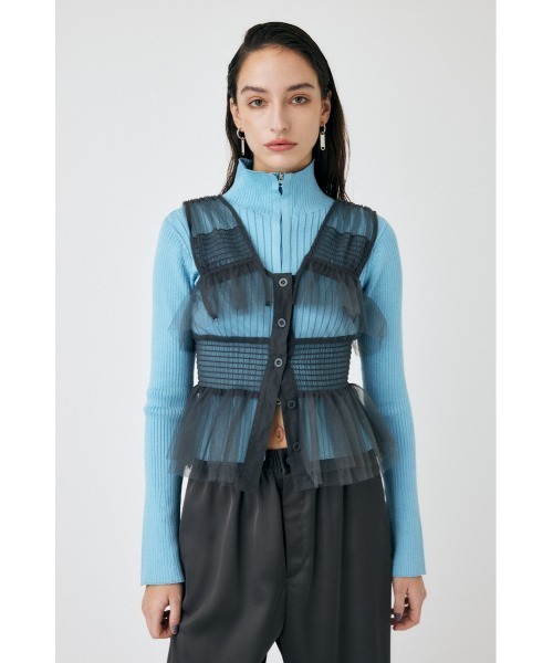 MOUSSY(マウジー)の「GATHER TULLE ベスト(ベスト・レディース・ブラック/グレー/キナリ・FREE)」の3枚目の写真
