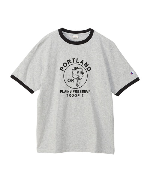 Champion（チャンピオン）の「【Champion/チャンピオン】メンズ メンズカジュアル ショートスリーブリンガーTシャツ（Tシャツ/カットソー・メンズ・ブラック/ベージュ/ネイビー/モスグリーン・X-LARGE/LARGE/MEDIUM）」の2枚目の写真