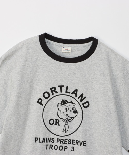 Champion（チャンピオン）の「【Champion/チャンピオン】メンズ メンズカジュアル ショートスリーブリンガーTシャツ（Tシャツ/カットソー・メンズ・ブラック/ベージュ/ネイビー/モスグリーン・X-LARGE/LARGE/MEDIUM）」の6枚目の写真