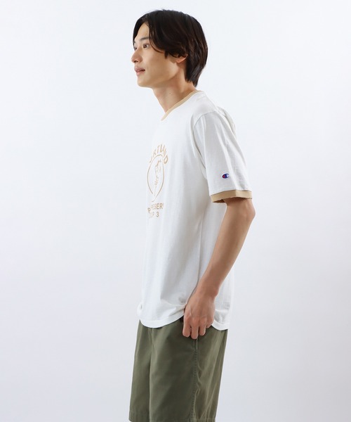 Champion（チャンピオン）の「【Champion/チャンピオン】メンズ メンズカジュアル ショートスリーブリンガーTシャツ（Tシャツ/カットソー・メンズ・ブラック/ベージュ/ネイビー/モスグリーン・X-LARGE/LARGE/MEDIUM）」の9枚目の写真