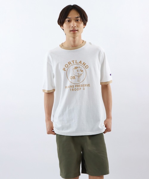 Champion（チャンピオン）の「【Champion/チャンピオン】メンズ メンズカジュアル ショートスリーブリンガーTシャツ（Tシャツ/カットソー・メンズ・ブラック/ベージュ/ネイビー/モスグリーン・X-LARGE/LARGE/MEDIUM）」の8枚目の写真
