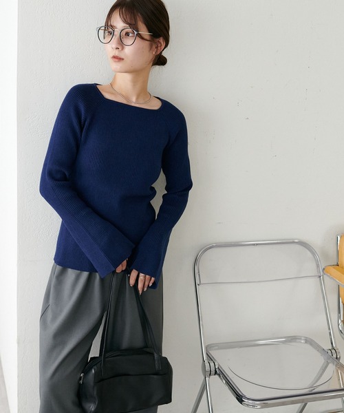 セール】【新色追加！/WEB限定】リブスクエアネックプルオーバー