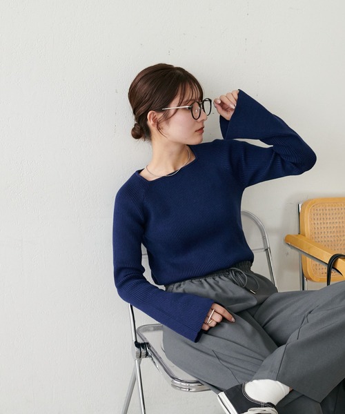 セール】【新色追加！/WEB限定】リブスクエアネックプルオーバー
