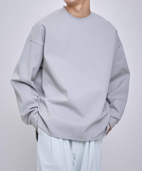 ADAM ET ROPE'(アダムエロペ)の「ポンチ ドロップショルダー キックバック ロングスリーブTee / 高機能ストレッチ / ロングシーズン着用可能(Tシャツ/カットソー・メンズ・ブラック/グレー/オフホワイト/グリーン系その他3・L/M)」の3枚目の写真