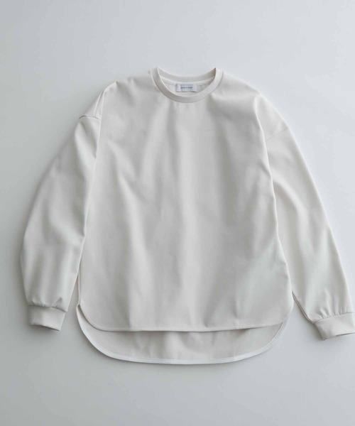 ADAM ET ROPE'(アダムエロペ)の「ポンチ ドロップショルダー キックバック ロングスリーブTee / 高機能ストレッチ / ロングシーズン着用可能(Tシャツ/カットソー・メンズ・ブラック/グレー/オフホワイト/グリーン系その他3・L/M)」の1枚目の写真