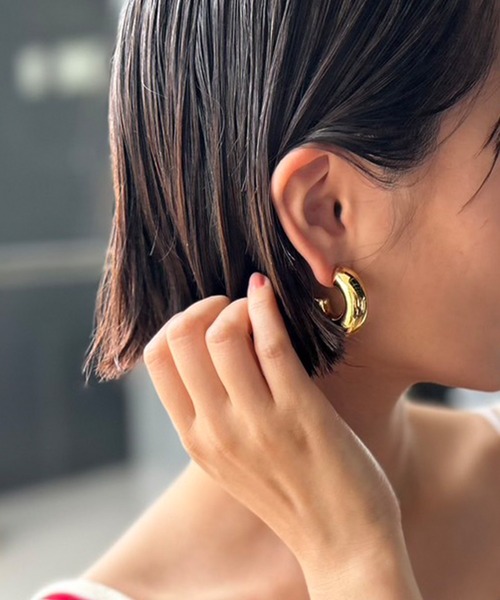 K18YG ボリューム 2way フープピアス リングピアス ラウンド 大ぶり K18YG ボリューム 2way フープピアス リングピアス ラウンド 大ぶり