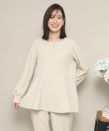 ◆【普段着にも使える／卒業式・入学式／オフィス／セレモニー】ダブルクロスペプラムブラウス