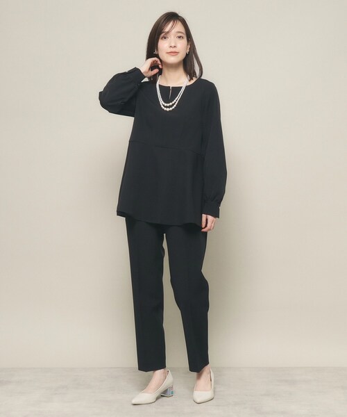 ITS'DEMO（イッツデモ）の「◆【普段着にも使える／卒業式・入学式／オフィス／セレモニー】ダブルクロスペプラムブラウス（シャツ/ブラウス・レディース・ブラック/ナチュラル・00）」の8枚目の写真