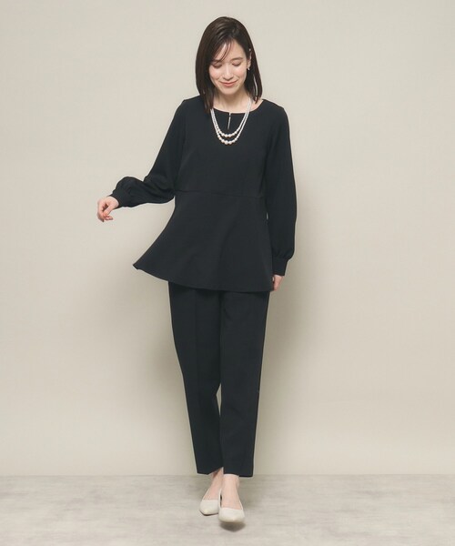 ITS'DEMO（イッツデモ）の「◆【普段着にも使える／卒業式・入学式／オフィス／セレモニー】ダブルクロスペプラムブラウス（シャツ/ブラウス・レディース・ブラック/ナチュラル・00）」の3枚目の写真