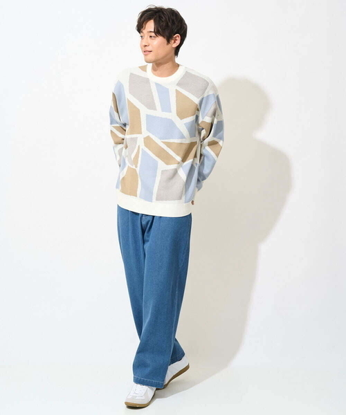 a.v.v(アーヴェヴェ)の「【トレンド】タックテーパードワイドデニムパンツ(セットアップ可)(デニムパンツ・メンズ・ホワイト/ブルー・48/46)」の7枚目の写真