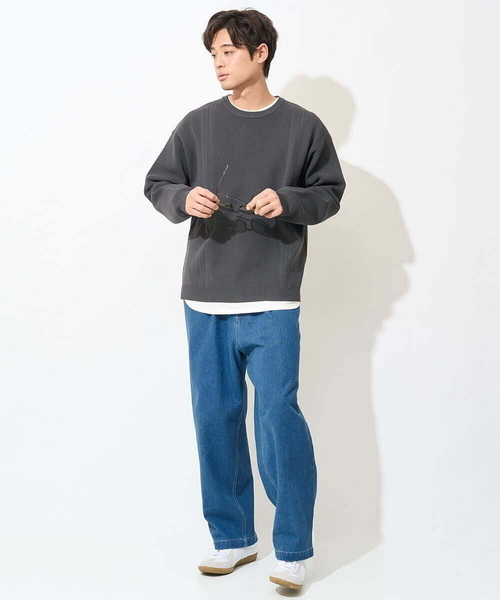 a.v.v(アーヴェヴェ)の「【トレンド】タックテーパードワイドデニムパンツ(セットアップ可)(デニムパンツ・メンズ・ホワイト/ブルー・48/46)」の13枚目の写真