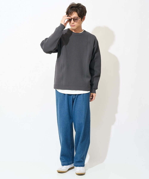 a.v.v(アーヴェヴェ)の「【トレンド】タックテーパードワイドデニムパンツ(セットアップ可)(デニムパンツ・メンズ・ホワイト/ブルー・48/46)」の14枚目の写真