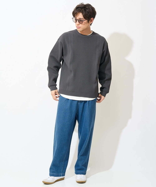 a.v.v(アーヴェヴェ)の「【トレンド】タックテーパードワイドデニムパンツ(セットアップ可)(デニムパンツ・メンズ・ホワイト/ブルー・48/46)」の15枚目の写真