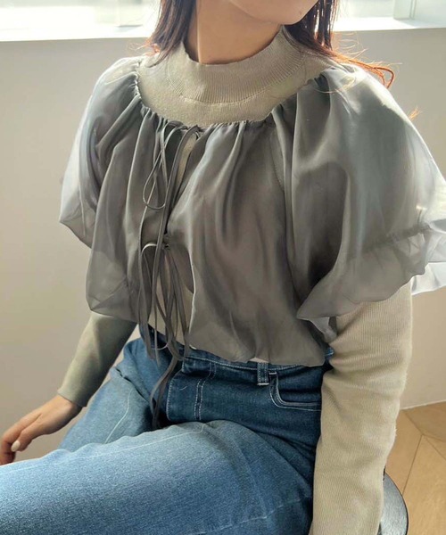 one after another NICE CLAUP(ワンアフターアナザーナイスクラップ)の「マルチウェイボレロセットニット(ニット/セーター・レディース・オフホワイト/グレー/アイボリー・FREE)」の4枚目の写真