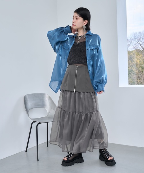 HARE（ハレ）の「シャイニーシアーポケットシャツ(HARE)（シャツ 