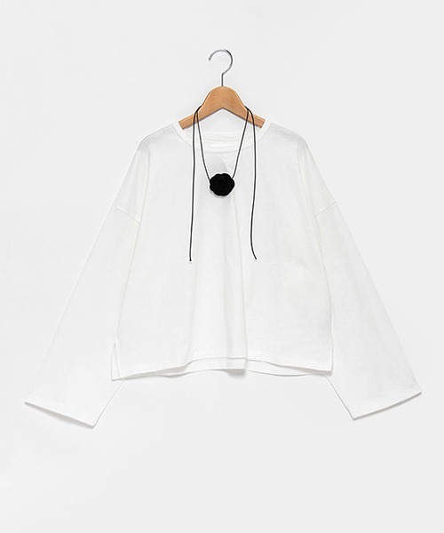 petit main LIEN（プティマインリアン）の「【LADIES】チョーカーつきクロップドT（Tシャツ/カットソー・レディース・チャコール/オフホワイト/レモンイエロー・FREE）」の19枚目の写真