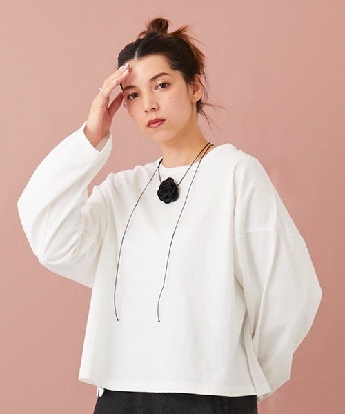 petit main LIEN（プティマインリアン）の「【LADIES】チョーカーつきクロップドT（Tシャツ/カットソー・レディース・チャコール/オフホワイト/レモンイエロー・FREE）」の12枚目の写真