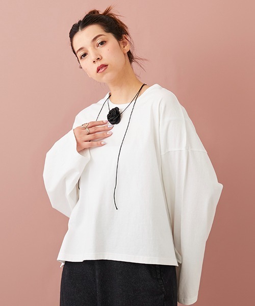 petit main LIEN（プティマインリアン）の「【LADIES】チョーカーつきクロップドT（Tシャツ/カットソー・レディース・チャコール/オフホワイト/レモンイエロー・FREE）」の13枚目の写真