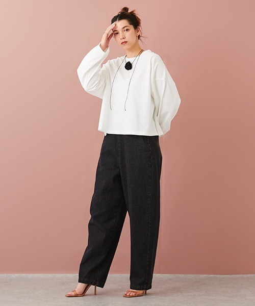 petit main LIEN（プティマインリアン）の「【LADIES】チョーカーつきクロップドT（Tシャツ/カットソー・レディース・チャコール/オフホワイト/レモンイエロー・FREE）」の15枚目の写真