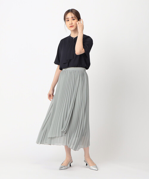 COMME CA ISM(コムサイズム)の「ボウタイ風 半袖ブラウス(シャツ/ブラウス・レディース・オフホワイト/ベージュ/ネイビー・LARGE/MEDIUM)」の7枚目の写真