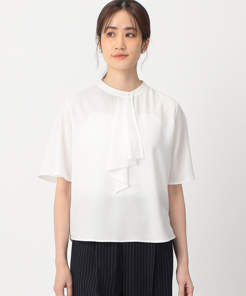 COMME CA ISM(コムサイズム)の「ボウタイ風 半袖ブラウス(シャツ/ブラウス・レディース・オフホワイト/ベージュ/ネイビー・LARGE/MEDIUM)」の14枚目の写真