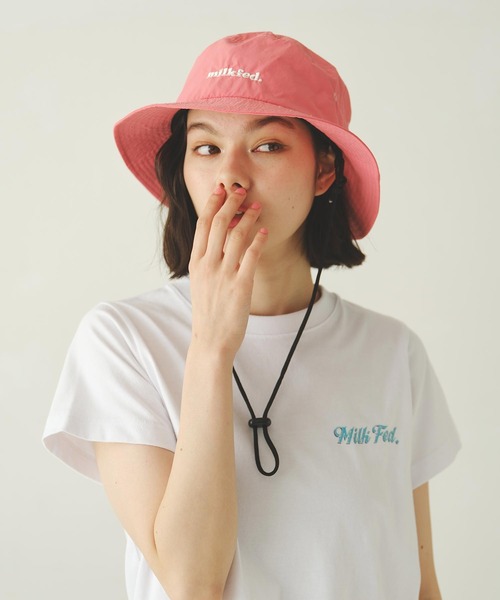 MILKFED.(ミルクフェド)の「COOPER LOGO BUCKET HAT(ハット・レディース・ピンク/ベージュ/ブラック・ONE SIZE)」の9枚目の写真