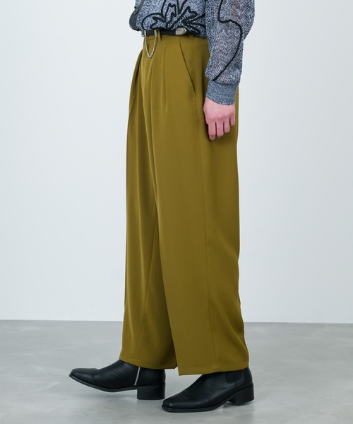 JUNRED（ジュンレッド）の「セットアップ対応 / ドレープダブルクロスワイドストレートパンツ（スラックス・メンズ・グリーン系その他2/ミント/ブラック・M/S/L）」の10枚目の写真