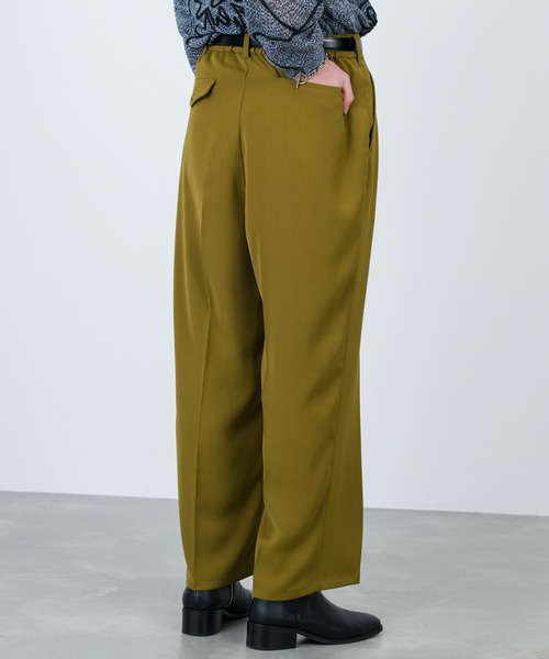 JUNRED（ジュンレッド）の「セットアップ対応 / ドレープダブルクロスワイドストレートパンツ（スラックス・メンズ・グリーン系その他2/ミント/ブラック・M/S/L）」の11枚目の写真