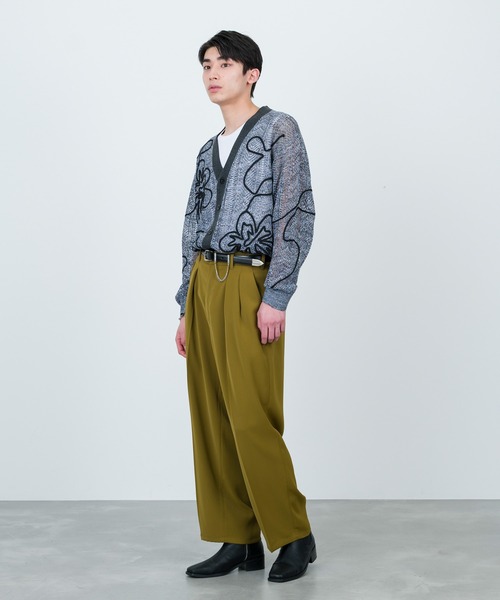 JUNRED（ジュンレッド）の「セットアップ対応 / ドレープダブルクロスワイドストレートパンツ（スラックス・メンズ・グリーン系その他2/ミント/ブラック・M/S/L）」の17枚目の写真