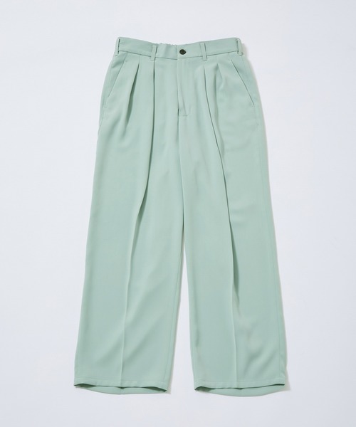 JUNRED（ジュンレッド）の「セットアップ対応 / ドレープダブルクロスワイドストレートパンツ（スラックス・メンズ・グリーン系その他2/ミント/ブラック・M/S/L）」の18枚目の写真