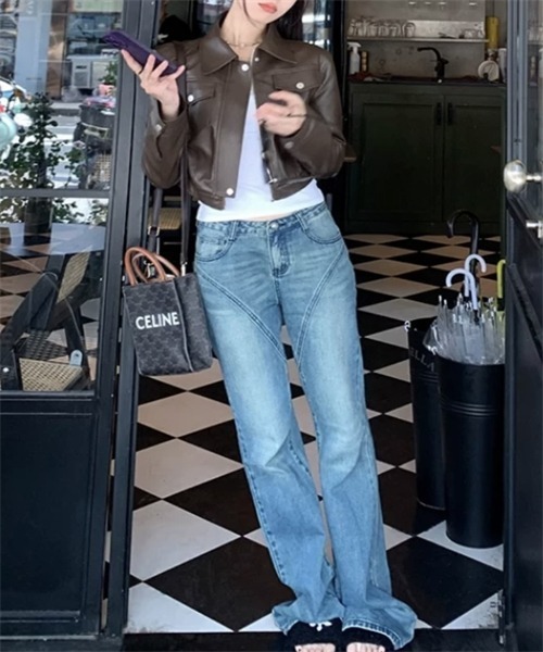 Dream garden（ドリームガーデン）の「PUレザージャケット（ライダースジャケット・レディース・ブラウン/ブラック・L/M/S）」の8枚目の写真