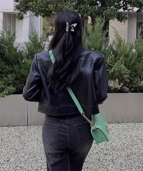 Dream garden（ドリームガーデン）の「PUレザージャケット（ライダースジャケット・レディース・ブラウン/ブラック・L/M/S）」の5枚目の写真