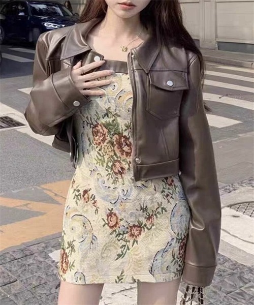 Dream garden（ドリームガーデン）の「PUレザージャケット（ライダースジャケット・レディース・ブラウン/ブラック・L/M/S）」の13枚目の写真