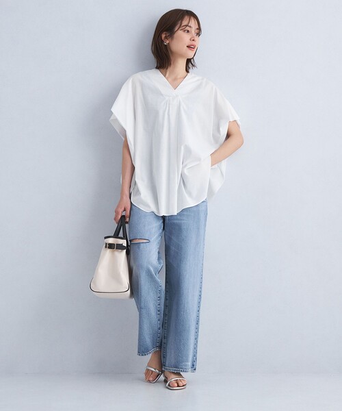 green label relaxing（グリーンレーベルリラクシング）の「ショルダータック ブラウス（シャツ/ブラウス・レディース・ホワイト/モカ/コバルトブルー/ネイビー・FREE）」の22枚目の写真