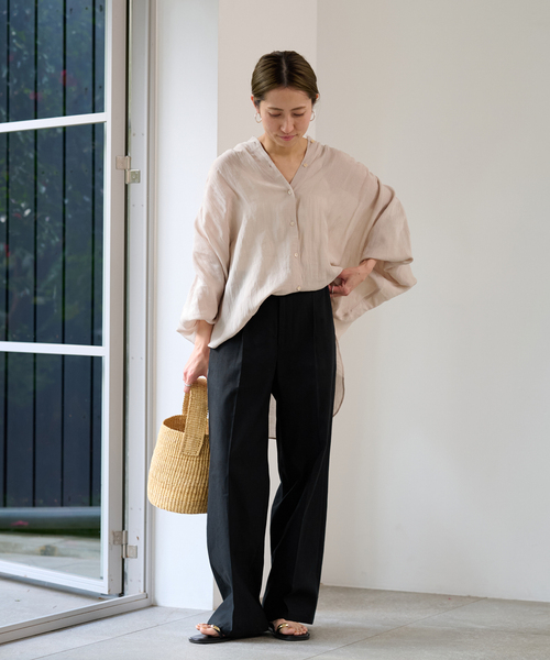 FRAMeWORK(フレームワーク)の「≪追加≫リネンMIXストレートパンツ(その他パンツ・レディース・ブラック/ホワイト/レッド/ネイビー・40/38/36/34)」の14枚目の写真