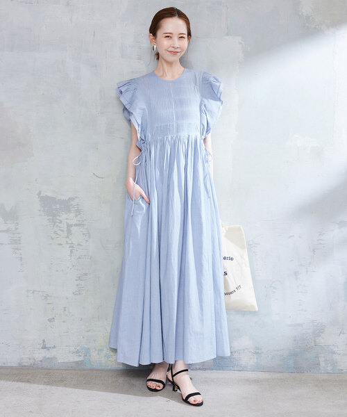 SLOBE IENA（スローブイエナ）の「ピンタックフリルワンピース（ワンピース・レディース・ブラック/サックスブルー・FREE）」の15枚目の写真