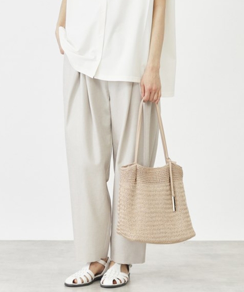 レディース　ベージュ 編み込みトートバッグ THE SHOP TK （ザ ショップ ティーケー ）の「◇編み込みトートバッグ