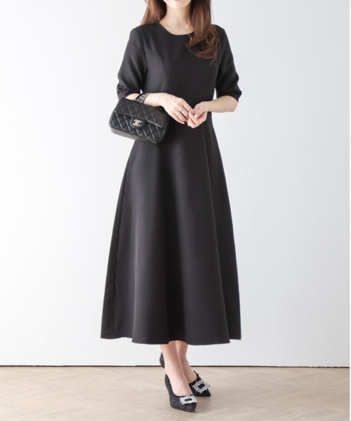 SUGAR BISKET(シュガービスケット)の「フレアミモレ丈ワンピース(ワンピース・レディース・ブラック/ラベンダー/ネイビー・M/L)」の1枚目の写真