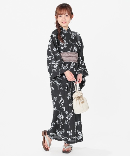 Honeys(ハニーズ)の「浴衣セパレート 3点セット(羽織り+キャミワンピース+兵児帯)(浴衣・レディース・ピンクベージュ/ブラック/アイボリー/ホワイト系その他2/ホワイト系その他・F)」の4枚目の写真