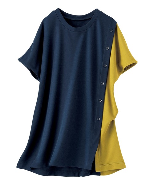 BELLUNA PLUS(ベルーナ)の「ボタン使い配色切替デザインチュニック(チュニック・レディース・ブラック系/ネイビー系/ターコイズブルー系/パープル系・MEDIUM/LARGE/X-LARGE)」の6枚目の写真